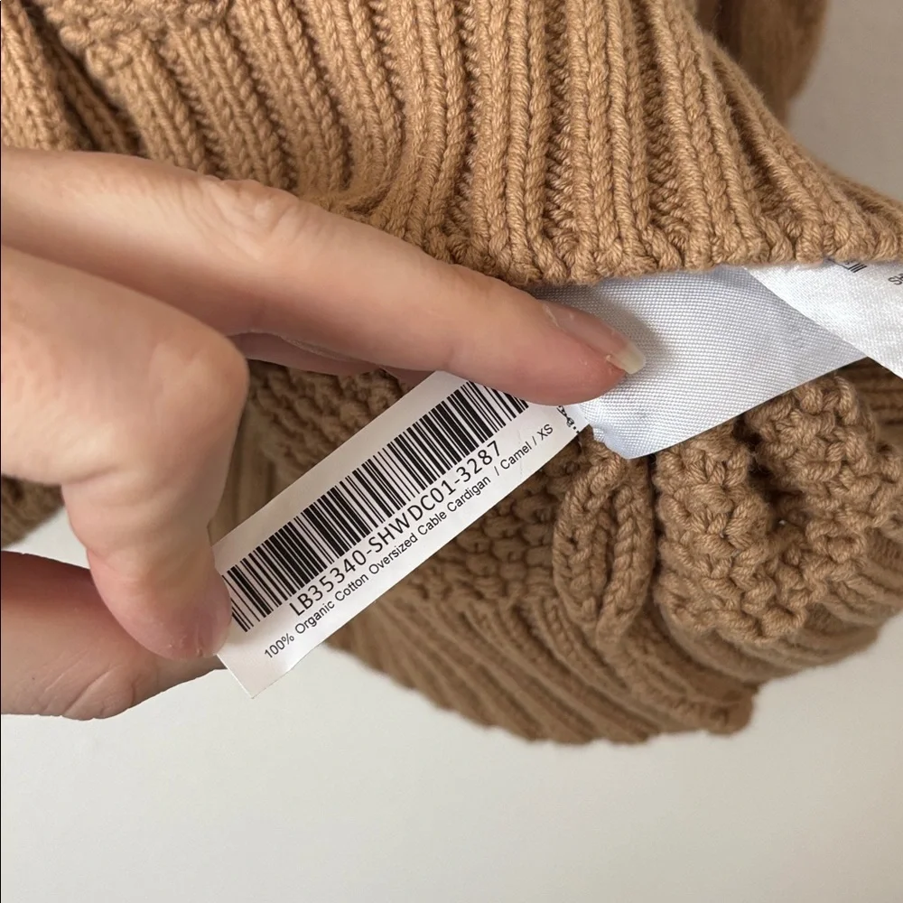 Quince 100% Organic Cotton Oversized Cable Cardigan in Camel women’s size XS - Picture 8 of 9